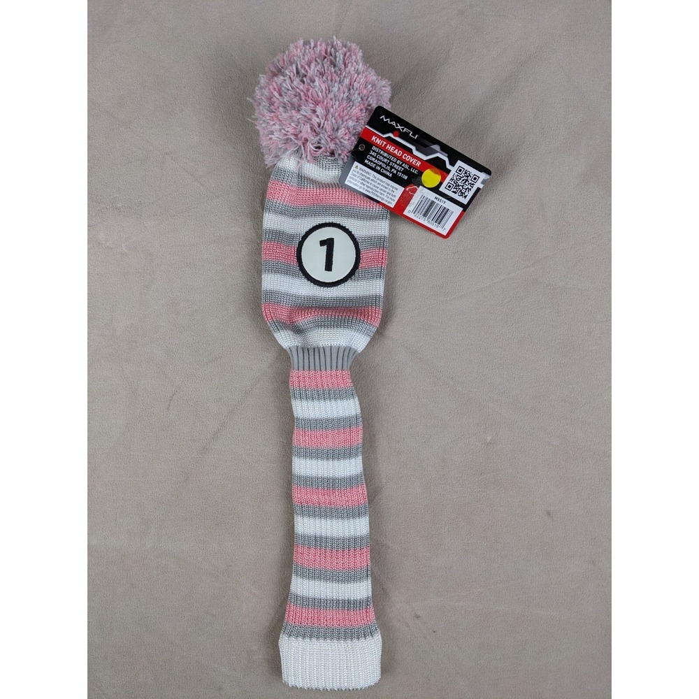 Maxfli 1 Driver Gray Pink Knit Head‎ Cover MX519